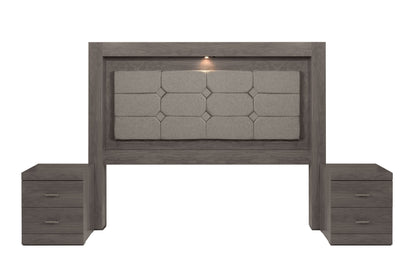 Cabecera King Size con 2 Burós Mobli - Gris