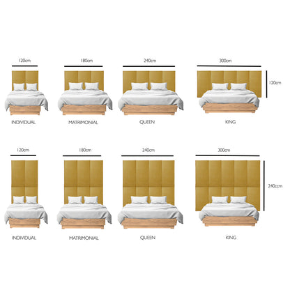 Juego de 4 paneles para cabecera modular King Size Lunaria - Mostaza - Tugow