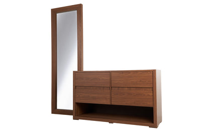 Cómoda y Espejo de cuerpo completo Luven - Nogal