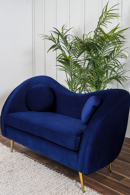 Sofá de 2 plazas terciopelo Giulia - Azul - Tugow