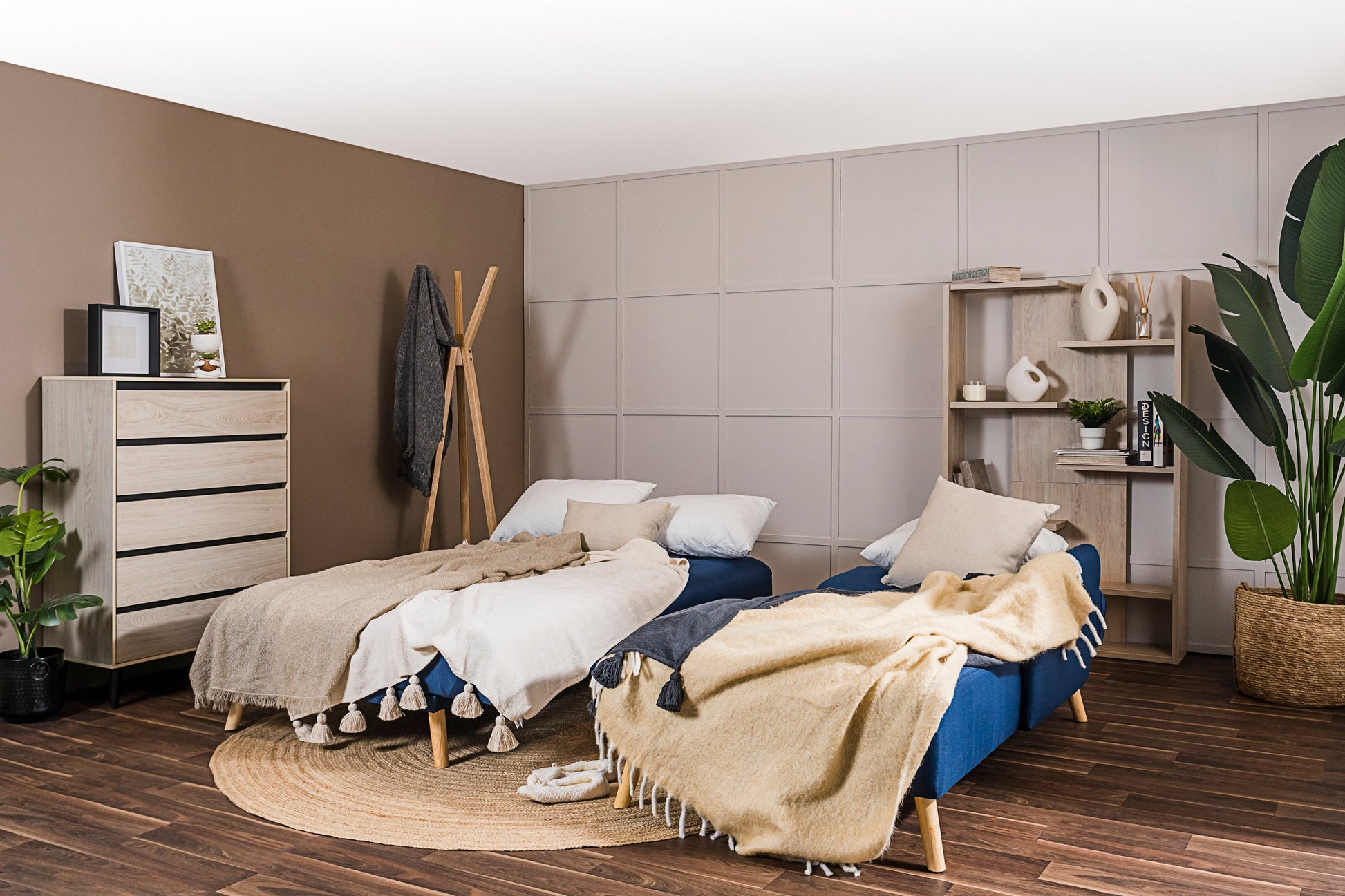 Sofá escuadra izquierda doble cama Monza - Azul - Tugow