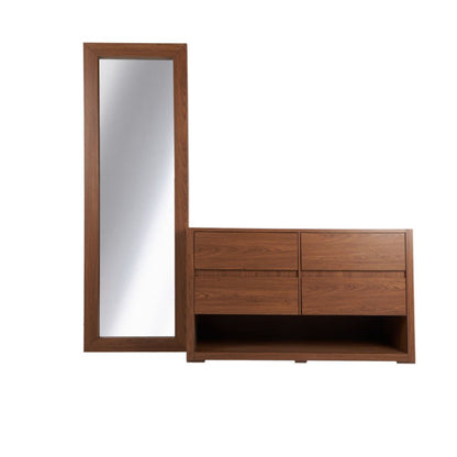 Cómoda y Espejo de cuerpo completo Luven - Nogal