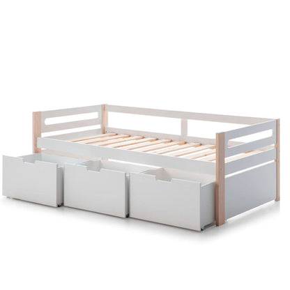 Cama individual Nuba - Blanco y Madera - Tugow