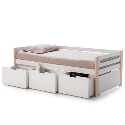Cama individual Nuba - Blanco y Madera - Tugow