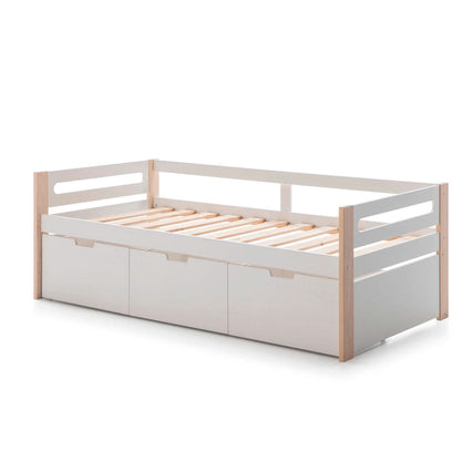 Cama individual Nuba - Blanco y Madera - Tugow