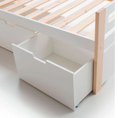 Cama individual Nuba - Blanco y Madera - Tugow