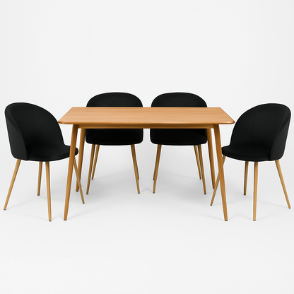 Mesa de comedor Yorda con 4 sillas Elisa - Madera y Negro