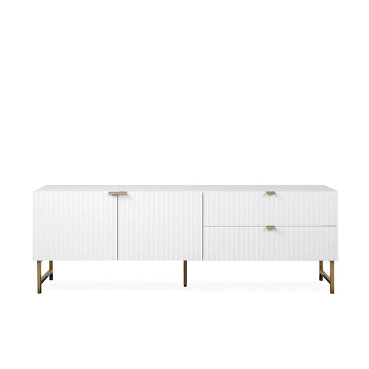 Mesa para tv Dallas - Blanco y Dorado Mate - Tugow