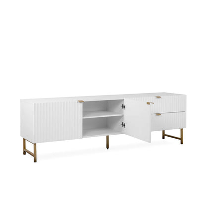 Mesa para tv Dallas - Blanco y Dorado Mate - Tugow