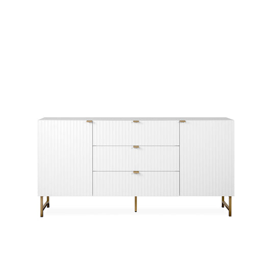 Credenza Dallas - Blanco y Dorado Mate - Tugow