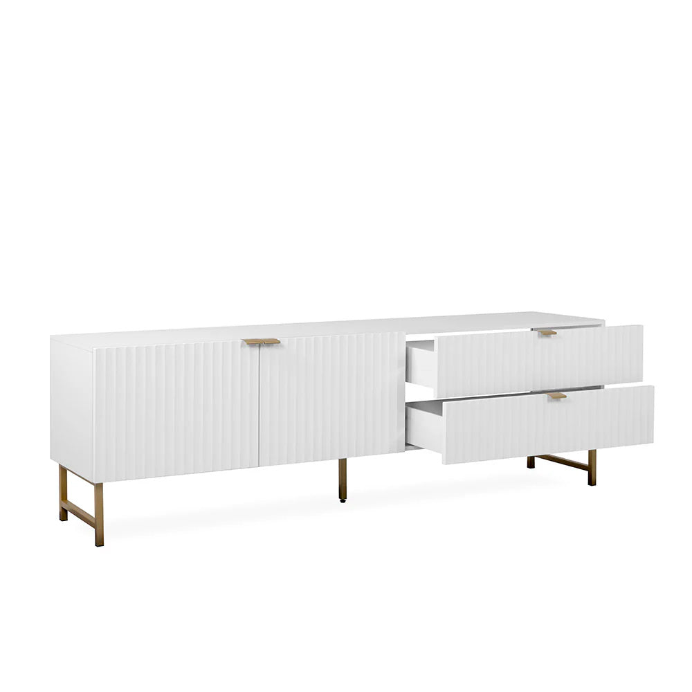 Mesa para tv Dallas - Blanco y Dorado Mate - Tugow