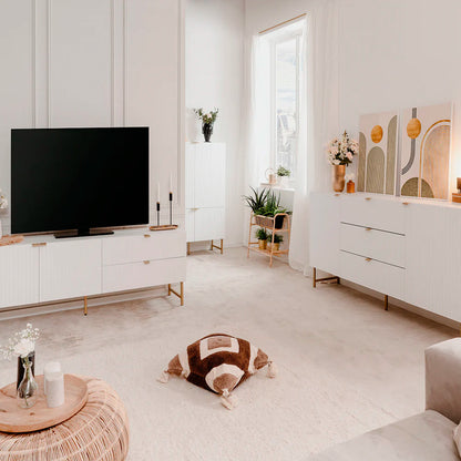 Mesa para tv Dallas - Blanco y Dorado Mate - Tugow