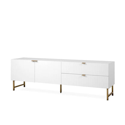 Mesa para tv Dallas - Blanco y Dorado Mate - Tugow
