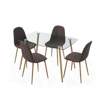 Mesa de cristal templado con 4 sillas grises - Tu Gow