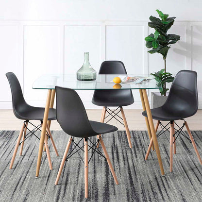 Comedor Dortmund con 4 sillas Oslo - Cristal y Negro - Tugow