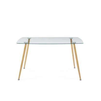 Comedor Dortmund con 4 sillas Oslo - Cristal y Blanco - Tugow