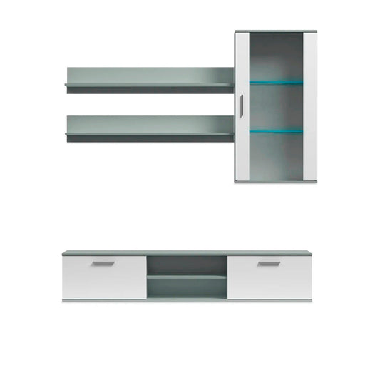 Mueble para tv Dushka - Blanco y Gris Claro - Tugow
