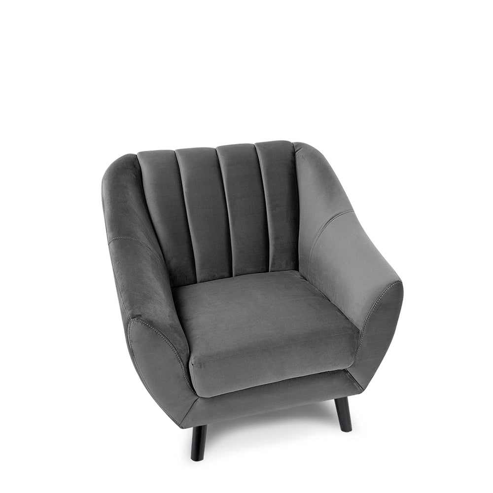 Sillón terciopelo Enzo - Gris Oscuro - Tugow