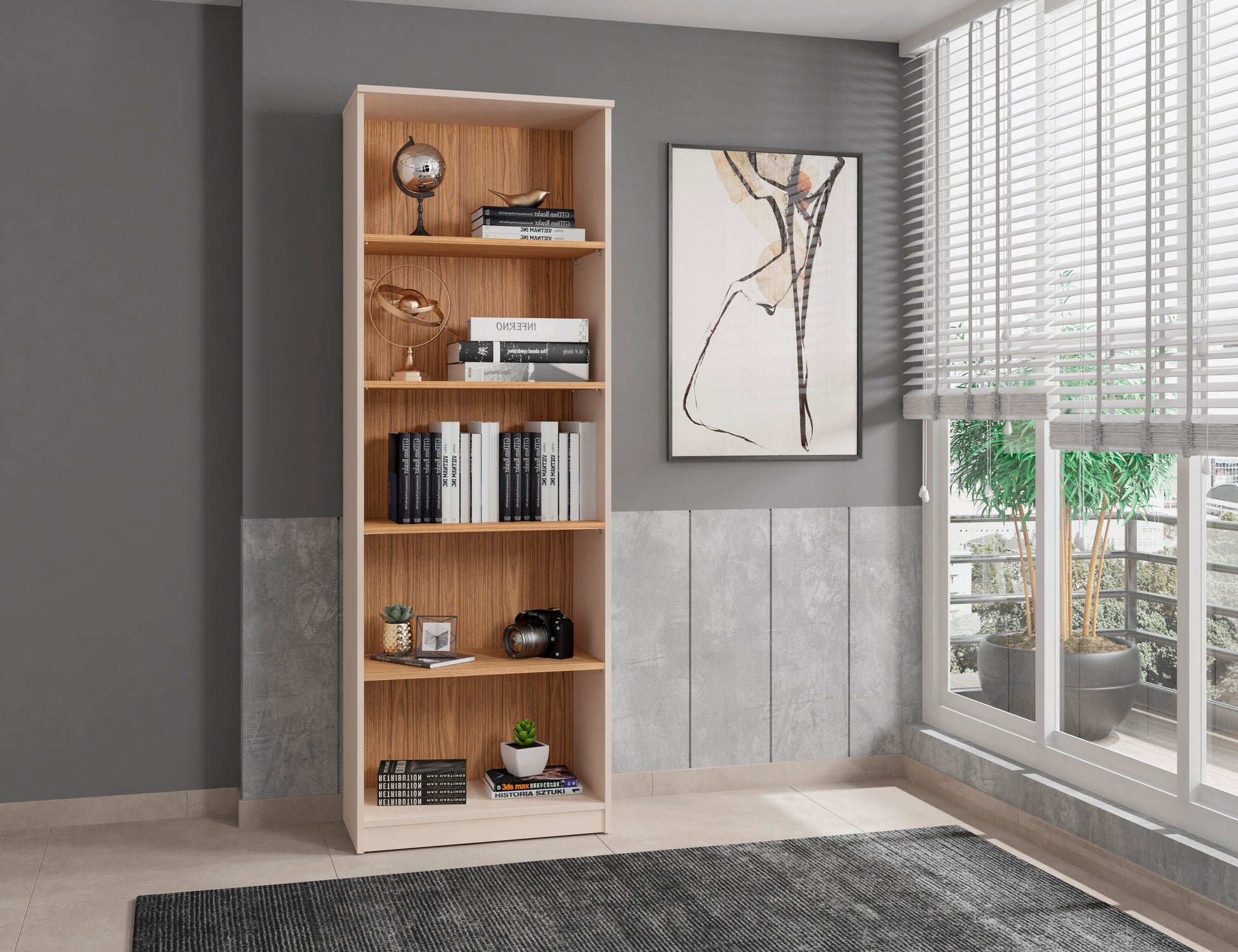 Librero Xoco - Beige y Roble - Tugow