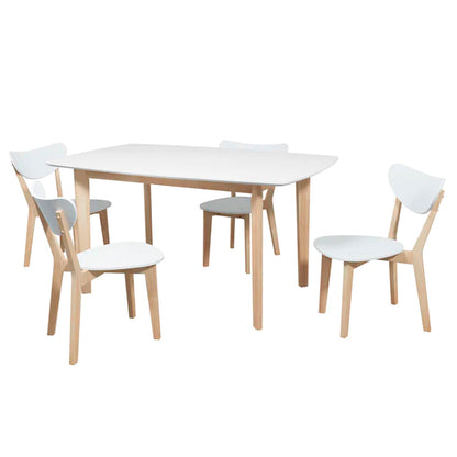 Comedor extensible Finlandia con 4 sillas - Blanco y Madera - Tugow