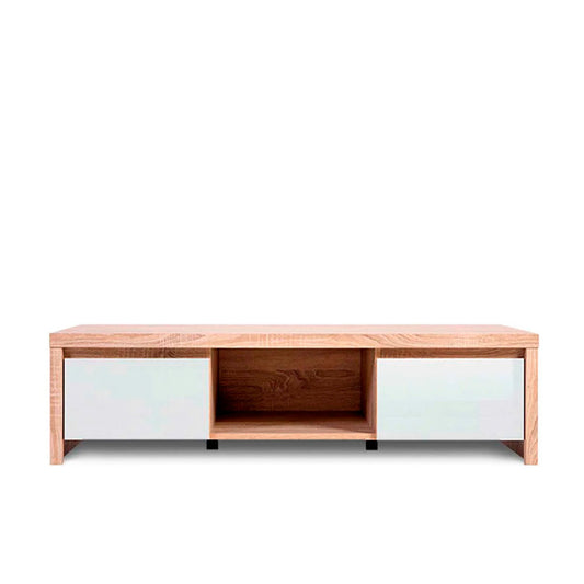 Mesa para tv Flash - Color Madera y Blanco brillante - Tugow