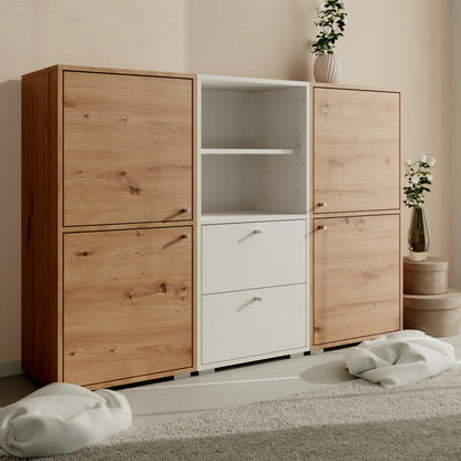 Aparador modular de repisa y puerta Flex - Roble - Tugow