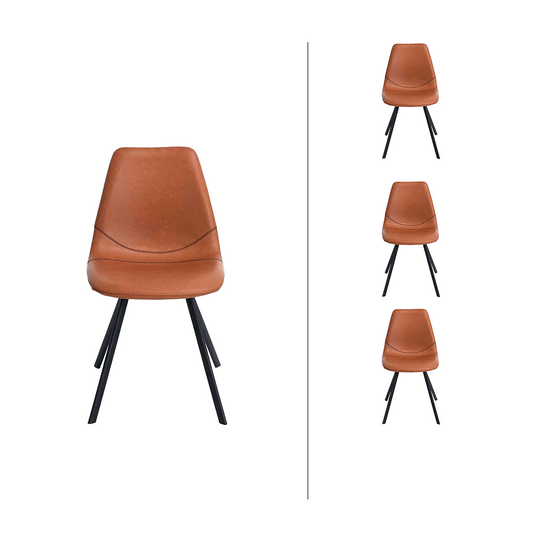 Set de 4 sillas de piel sintética Gabani - Café - Tugow