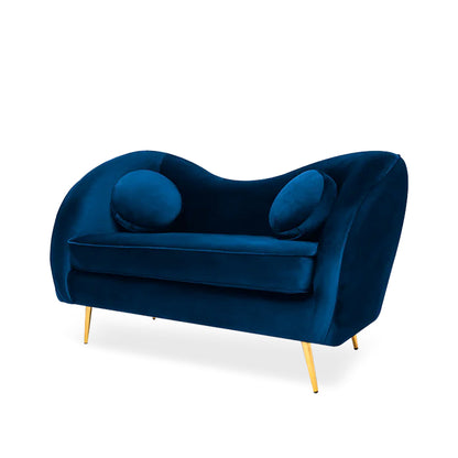 Sofá de 2 plazas terciopelo Giulia - Azul - Tugow