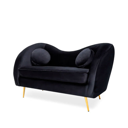 Sofá de 2 plazas terciopelo Giulia - Negro - Tugow