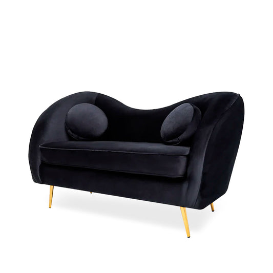 Sofá de 2 plazas terciopelo Giulia - Negro - Tugow