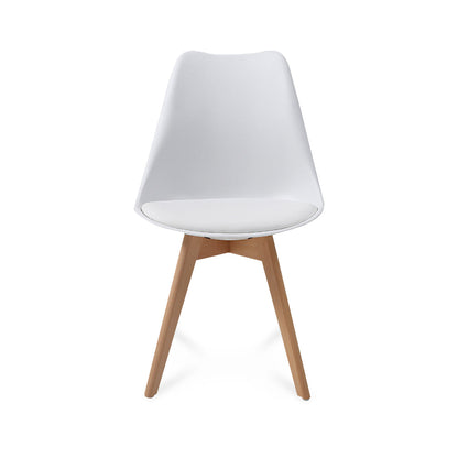 Mesa color roble con 6 sillas blancas - Tu Gow