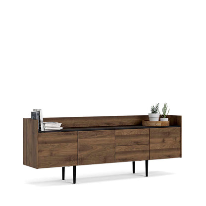 Credenza Indiana - Color Nogal y Negro - Tu Gow