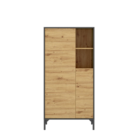 Vitrina 2 puertas Lak- Color madera y Gris - Tugow