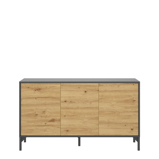 Credenza 3 puertas Lak- Color madera y Gris - Tugow