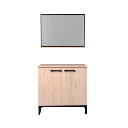 Conjunto mueble de baño espejo Kendo - Color Madera y Negro - Tu Gow