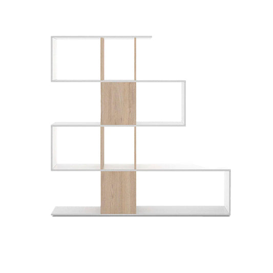 Librero Levon - Color Madera y Blanco Brillante - Tugow