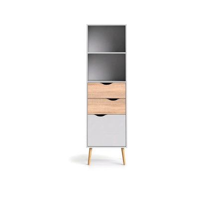 Librero Nordik - Color Madera y Blanco - Tugow