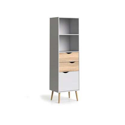 Librero Nordik - Color Madera y Blanco - Tugow