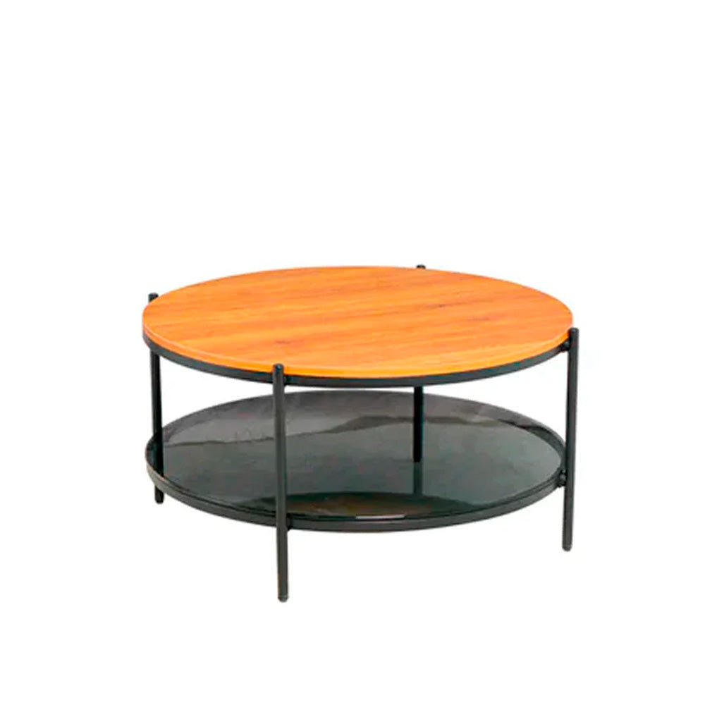 Mesa de Centro circular Liseo - Negro y Madera - Tugow