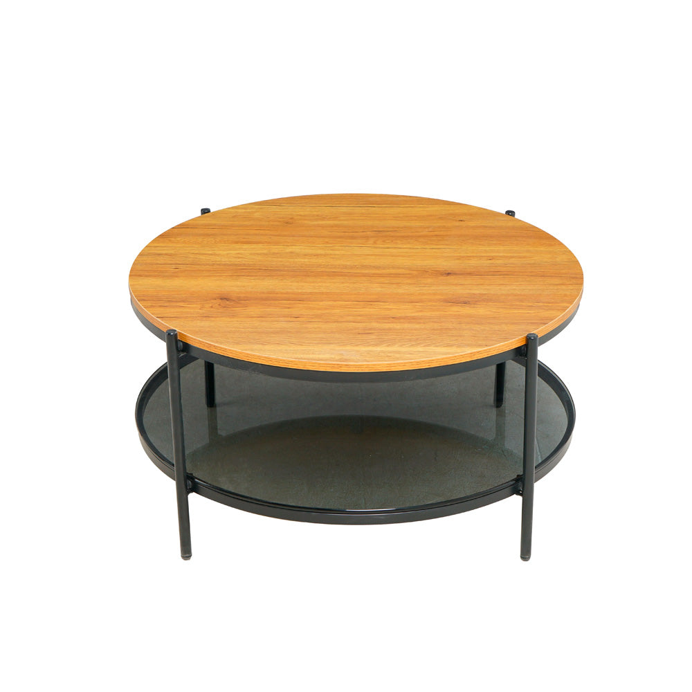 Mesa de Centro circular Liseo - Negro y Madera - Tugow