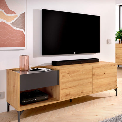 Mueble de TV Lund- Color madera y Gris - Tugow