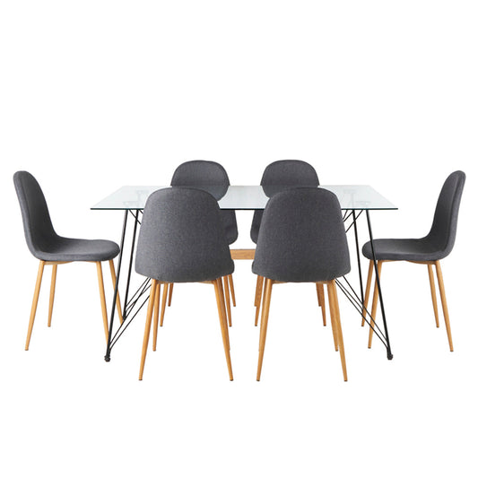 Mesa Macoba con 6 Sillas Oxford Gris - Tugow