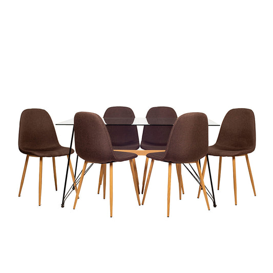 Comedor Macoba con 6 sillas Oxford -Café - Tugow