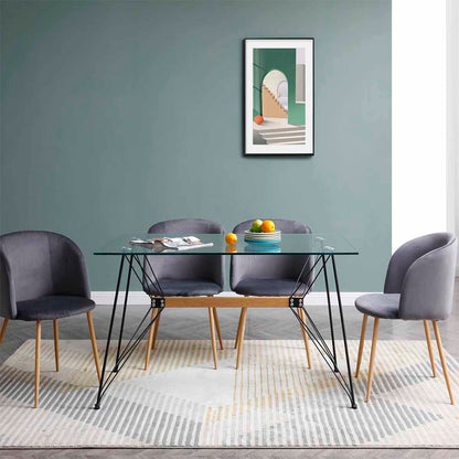 Comedor Macoba con 4 sillas terciopelo Elisa - Gris - Tugow
