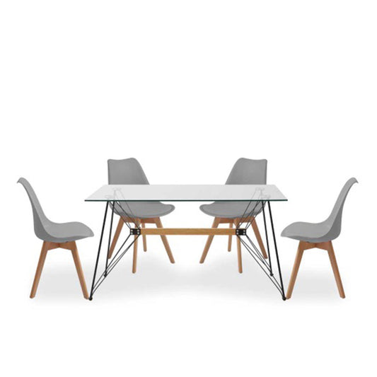 Comedor Macoba con 4 sillas Helsinki - Gris - Tugow
