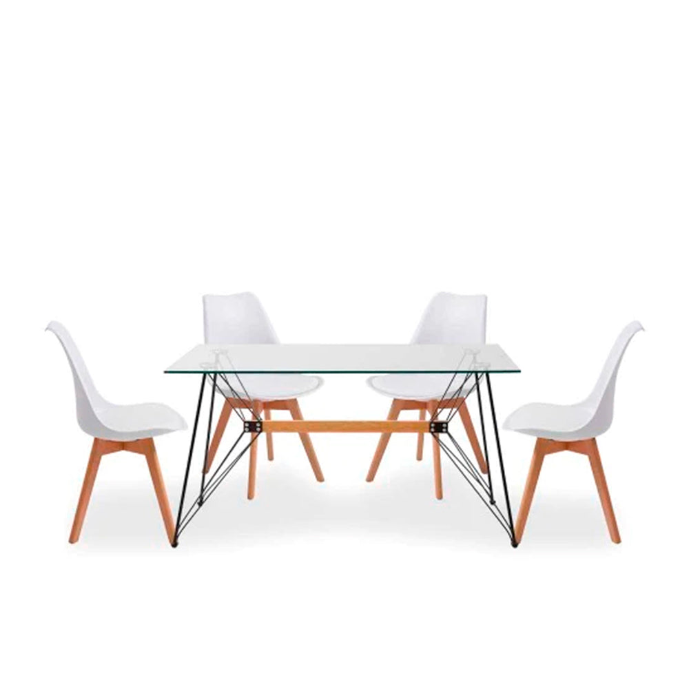 Comedor Macoba con 4 sillas Helsinki - Blanco - Tugow