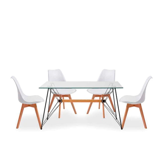 Comedor Macoba con 4 sillas Helsinki - Blanco - Tugow