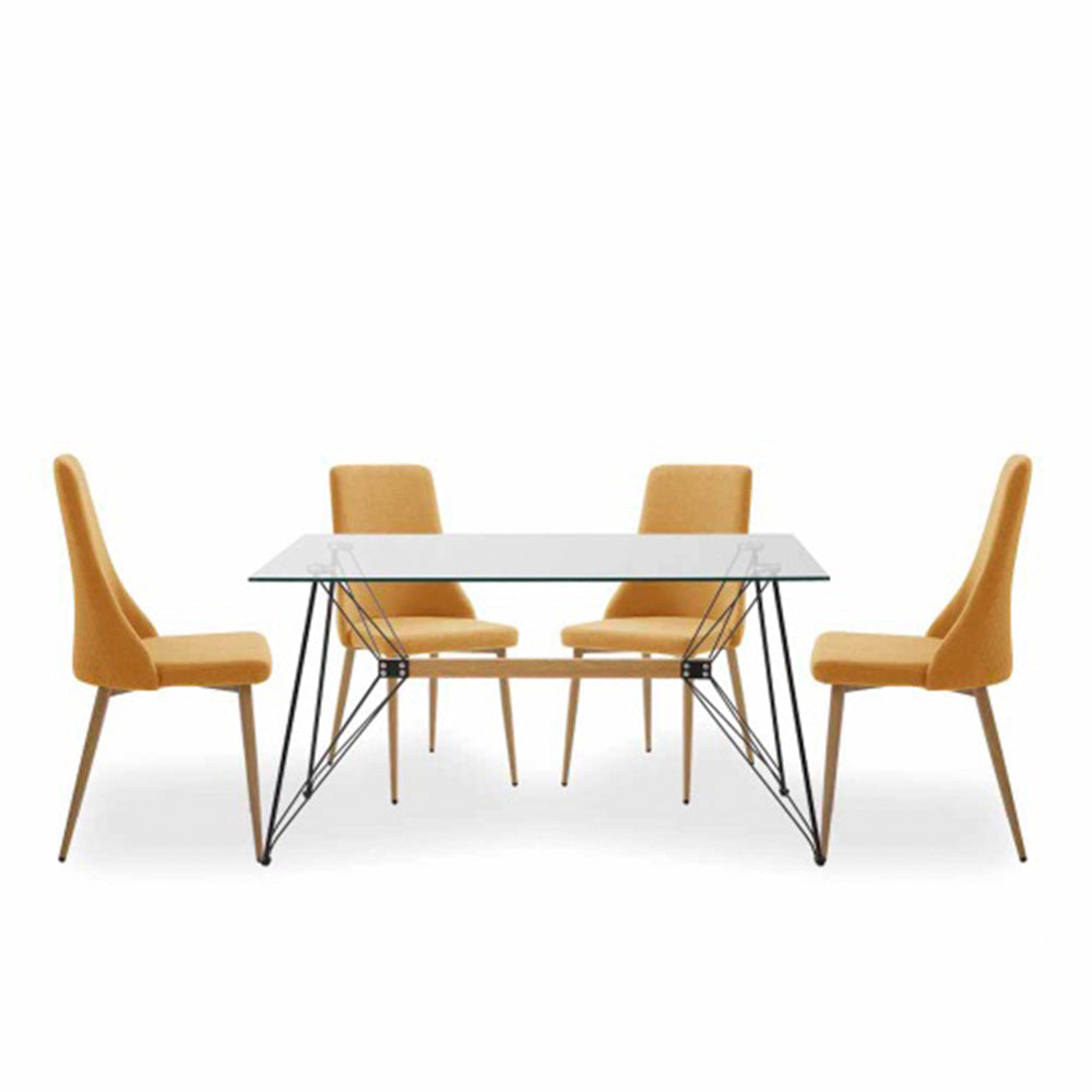 Comedor Macoba con 4 sillas Ksual - Mostaza - Tugow