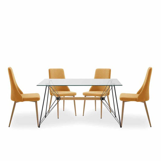 Comedor Macoba con 4 sillas Ksual - Mostaza - Tugow