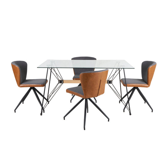 Mesa Macoba con 4 Sillas Vigo Gris / Café - Tugow